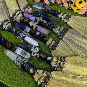 Balais de cristal en pierre de guérison, matériaux mixtes, balais d'améthyste de rêve pour la décoration, vente en gros - Product Image 3