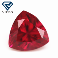 Coupe facettée, coupe trillion, 5 #   Pierres précieuses en corindon rubis, forme trillion, synthétique, rouge sang de pigeon, 5 #   Pierres précieuses de corindon rubis