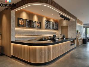 Muebles de Café Personalizados de Primera Calidad |   Elegantes Accesorios de Madera para Tienda de Donuts |   Diseño Moderno de Barra de Café para Dulces y Pasteles - Product Image 5
