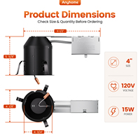 ANYHOME 4 İnç Siyah Tavan Gömme Can Ic Remodel Pot Işık Yuvası Retrofit Downlight Can TP24 Tabanı