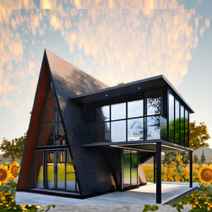Maison préfabriquée <span class=keywords><strong>de</strong></span> luxe en acier et bois, très demandée, construction rapide, étanche, bureau, appartement <span class=keywords><strong>de</strong></span> luxe, chambre, villa, maison triangulaire - Product Image 1