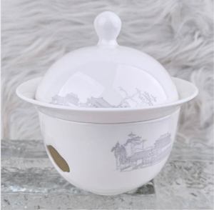 Juego de vajilla china con decoración de la ciudad antigua del Reino Han Occidental, borde dorado a mano, vajilla de lujo para hotel, banquete de boda, restaurante - Product Image 6