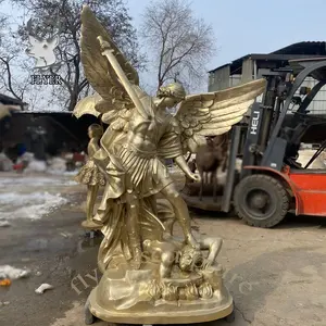 Sculpture de figurine en métal d'extérieur Grande statue religieuse d'ange Saint Michel Archange - Product Image 1