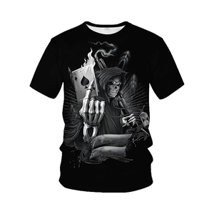 Mens 3D Poker Skull Graphic Tees Casual Short Sleeve T-Shirt Pattern Vintage <strong>Funny</strong> Casual <strong>TShirt</strong> - Product Image 4
