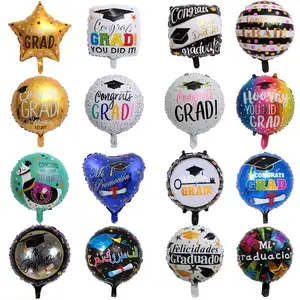 18 인치 호일 졸업 globos 스타 스퀘어 라운드 모양 축하 졸업 파티 장식 용품 헬륨 풍선
