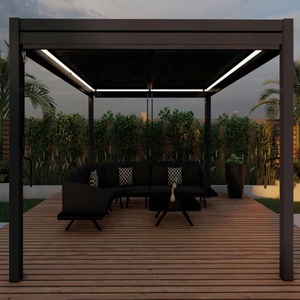 Pergola de jardin moderne en aluminium avec revêtement en poudre, imperméable, à lames orientables - Product Image 3