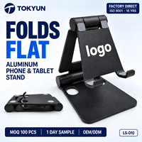 Support de téléphone de bureau pliable multifonctionnel réglable en alliage d'aluminium avec poignée antidérapante, conception durable, compatible iPad