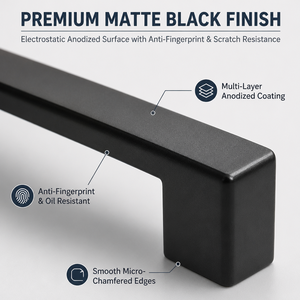 <b>Black</b> Modern Square <b>Metal</b> Furniture Handle <b>Cabinet</b> Knob Matte Drawer Pull Wardrobe Handle Kitchen <b>Cabinet</b> Accessory - Product Image 5