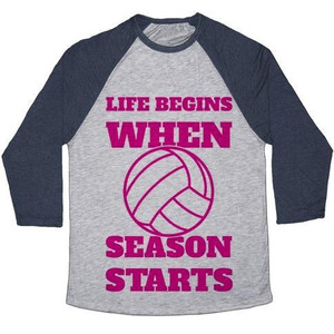 La vida comienza cuando comienza la temporada de voleibol, camiseta de béisbol unisex de mezcla triple - Product Image 2