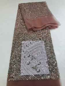 कशीदाकारी भारी बेडेड टुल फीता कपड़े के लिए पैटर्न के साथ सेक्विन कढ़ाई - Product Image 5