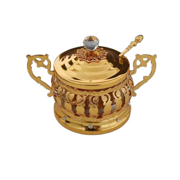 Саудовско-Аравийский Позолоченные столовая Посуда свадебный подарок сахарный кастрюля с ручкой