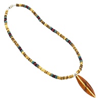 Collier de mode coloré Coco avec pendentif en os et pendentif planche de surf