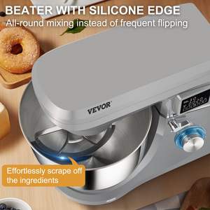 เครื่องผสมอาหาร6สปีด660วัตต์แบบตั้งหน้าจอแอลซีดีออกแบบหัวเอียงได้7.4 QT ชามสแตนเลสตะขอแป้งแบบแบน - Product Image 4