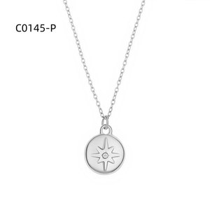 Collar con Colgante Amy Amy de Acero Inoxidable Plateado con Diseño de Estrella y Circonita Cúbica, Minimalista para Mujer, para Uso Diario, Regalo - Product Image 1