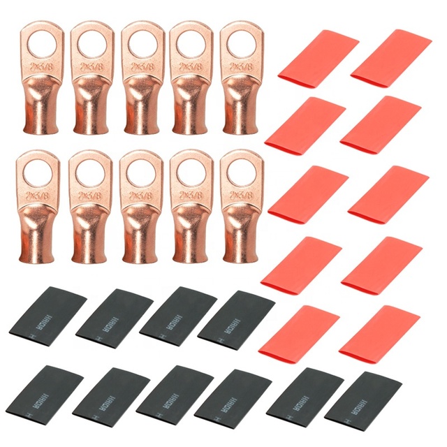 10PCS 2AWG 3/8 Copper Tube Terminal Cable Lugs  Tubular Battery Cable Lug Terminal Connector Power Tool Accessories