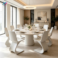 Ensemble de salle à manger de luxe moderne en fibre de verre, design sculptural, couleur personnalisée, écologique, pour hôtels et espaces publics de centres commerciaux