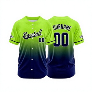 เสื้อเบสบอลสั่งทำพิเศษ สีเขียวกรมท่าไล่เฉด พิมพ์ลายแบบซับลิเมชั่น แขนสั้น ติดกระดุมด้านหน้า สำหรับผู้ใหญ่ทั้งชายและหญิง ระบายเหงื่อได้ดี - Product Image 1