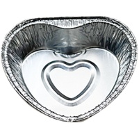 Moule/récipient en aluminium coloré jetable en forme de cœur pour aliments à emporter avec couvercle