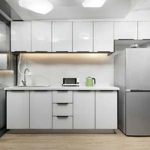 Cuisine et salle de bain Armoires de cuisine brillantes en stratifié métallique au design moderne fabriquées en Chine - Product Image 3