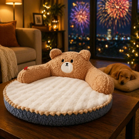 Canapé-lit pour animaux de compagnie de luxe de qualité supérieure en forme d'ours, lit pour chat chaud toutes saisons, nid douillet pour chien en peluche, mobilier pour animaux de compagnie de haute qualité, vente en gros