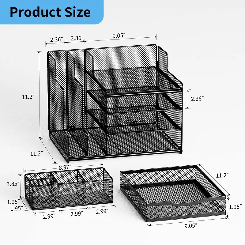 Office Desk Organizer with Upright File Holder 4-Tier Mesh Letter Paper Tray desk organizer desktop FILE ORGANIZER