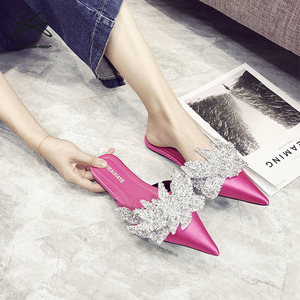 Zapatillas de Mujer Nuevas de Primavera 2022, Mules con Punta Puntiaguda, Zapatos Planos Casuales para Mujer, Sandalias Deslizantes - Product Image 5