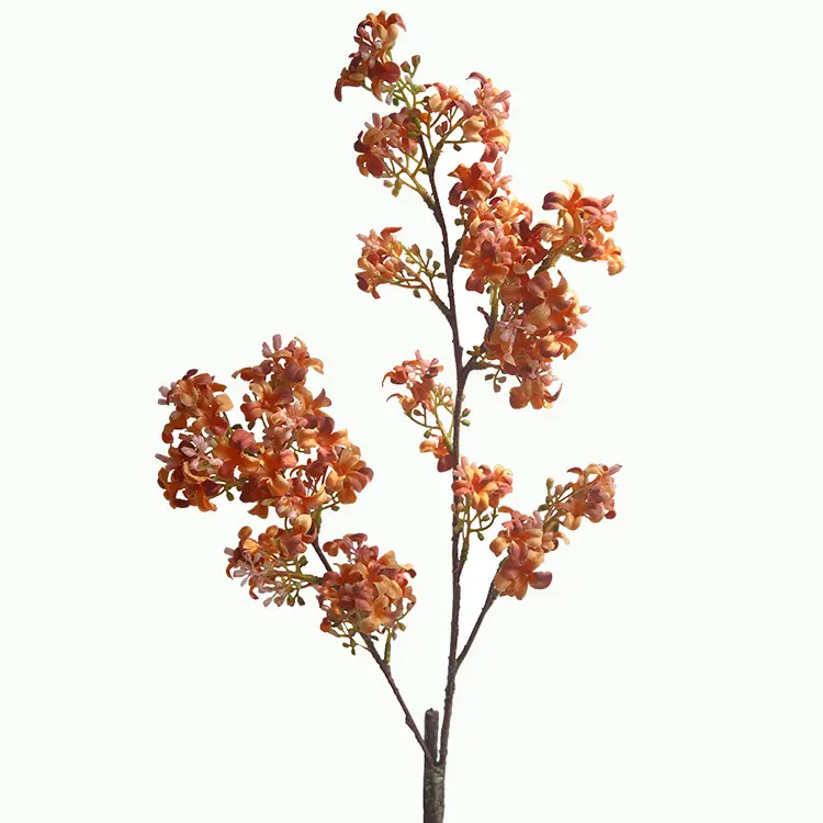 M409 웨딩 홈 장식 액세서리 꽃 장식 실크 라일락 꽃 지점 빈티지 핑크 오렌지 실크 인공 라일락 꽃