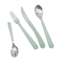 Ensemble de couverts vintage rétro en plastique cuillère fourchette couteau en argent, couverts en acrylique avec perle blanche royale, vaisselle, ensemble de couverts