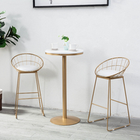 Table haute en marbre Table de bar ronde Réception Bar à domicile Table ronde Tabouret commercial Dessert Thé au lait Boutique Table et chaise