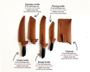High Quality <strong>Crazy</strong> Horse Leather Knife Sheaths Edge Guards Cowhide Leather Knife Sheath Real Leather Fruit Knives Blade Cover - Product Image 2