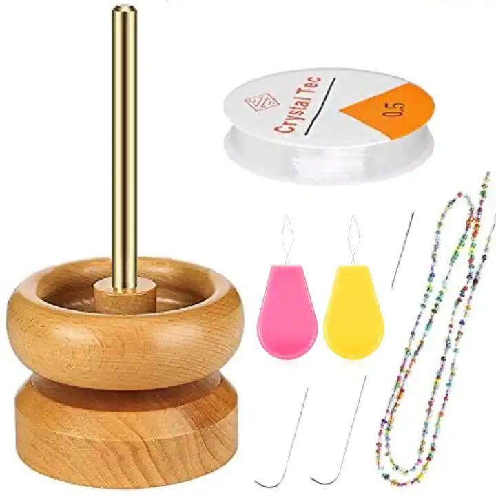 Wooden Bead Spinner Holder Quickly Beading Bowl Kit Bracelet Maker