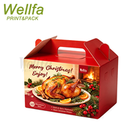 Boîte en papier de qualité alimentaire personnalisée pour poulet rôti de Noël, avec poignée, pour emballage de poulet rôti sur grille