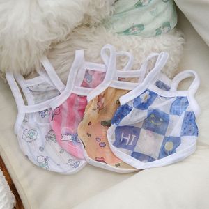 Chaleco de malla transpirable con estampado de animales para gatos y perros, diseño fino de verano, colores blanco, azul, rosa, amarillo y verde - Product Image 1