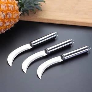 Juego de 3 Cuchillos Curvos de Acero Inoxidable Multifunción para Cortar Piña, Plátano, Granada, Salchicha y Cebollino - Product Image 1