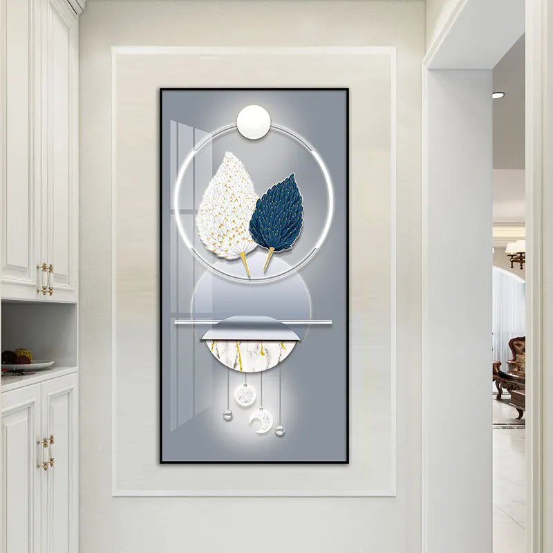 北欧スタイルの抽象的な幾何学的な芸術の絵画装飾のための白い羽の扇風機の壁の芸術廊下の入り口の絵プリントキャンバスポスター