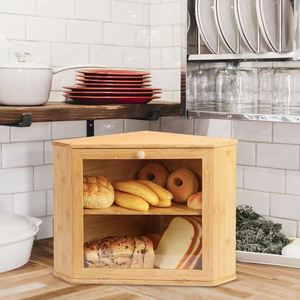 Bamboo Double Layer Bread Box With Lid Kitchen <b>Storage</b> Rack For Bread Pastry <b>Cake</b> Dustproof Wooden <b>Container</b> - Product Image 1