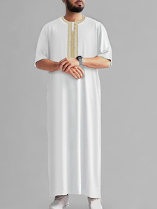 Thobe traditionnel brodé pour hommes arabes, <span class=keywords><strong>Boubou</strong></span>, Jalabiyas, Gandoura, Thobe musulman pour hommes, Robe d'été de haute qualité du Maroc en stock - Product Image 3