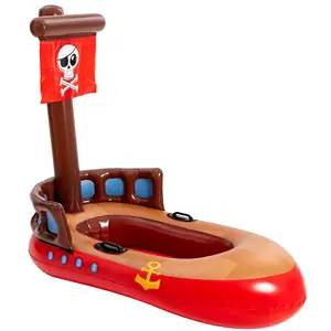 Şişme korsan tekne havuzu yüzen sal çocuk Ride-on yüzme su şamandıra kolları ile yaz eğlence için, havuz partisi 56 x