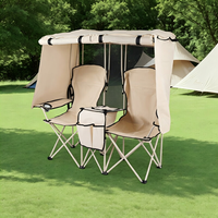 Chaise pliante double transfrontalière pour camping et loisirs en plein air, avec auvent intégré pour la pêche et la plage, en tissu Oxford