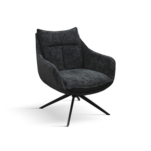 Fauteuil Vittoria en tissu noir avec base en métal pour salon intérieur - Product Image 1