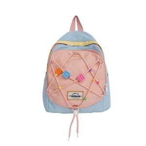 Mochila doble compacta y ligera, con cremallera impermeable para hombre y mujer, mochila sencilla con letras en contraste de color. - Product Image 3
