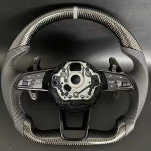 Volante de fibra de carbono y cuero con botón de arranque para Audi R8 A4 A5 A6 A7 RS3 RS6 RS7 C7 C8 B9 B9.5 S3 SQ5 Q3 Q7 Q8 - Product Image 1