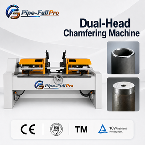 Machine à chanfreiner les extrémités de tuyaux à double station, machine à chanfreiner intérieure et extérieure à double tête, machine à débavurer et à former les extrémités de tuyaux - Product Image 1