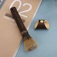 Bâtonnet à mélanger en bambou pour thé matcha japonais, manche long, fait main, écologique, fouet à thé blanc et violet, 15*4cm