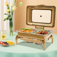 Luxe gouden chafing dish van 9 liter, buffetset voor hotel, catering, restaurant, voedselwarmer van hoogwaardig roestvrij staal