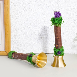 Cetro de Madera con Cristal de <span class=keywords><strong>Amatista</strong></span> Natural, Campana Mágica, Adornos <span class=keywords><strong>Espirituales</strong></span>, Decoración para Sanación Energética, Regalos - Product Image 4