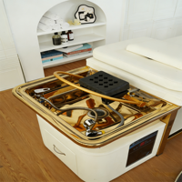 Lit de spa électrique moderne de luxe doré avec système de circulation d'eau, massage par shampoing, pliable et réglable |   Lit de salon multifonctionnel