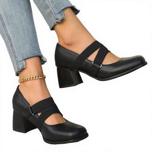 Nuevas Sandalias Mary Jane Retro de Primavera/Verano para Mujer, con Punta Cuadrada, Cierre Deslizante, Tacones Súper Altos, Resistentes, Transpirables y Elevadores - Product Image 4