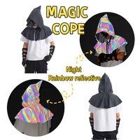 Cape Réfléchissante Colorée Effet Irisé Halloween, Accessoire de Cosplay Magique Médiéval, Châle Lumineux pour Fête, Vente en Gros AL099-W