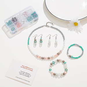 10 grille contrastée et couleur mélangée perles de verre de rocaille perles de bois collier à faire soi-même Bracelet boucles d'oreilles bijoux perle accessoires ensemble - Product Image 4